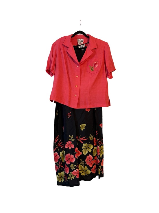 Sheri Martin Dresses & Skirts - Two-Piece Floral Dress Set with Pink Top